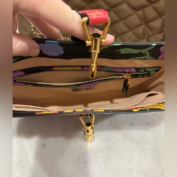 Gucci X Ken Scott New Shangai Calfskin Floral Print Small Jackie 1961 Hobo - Picture 8 of 10
